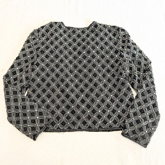 Laurence Kazar Evening Womens 100% Silk Sequined Beaded Jacket Size P Large - Picture 2 of 5